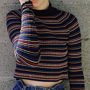 🌈ZARA KNIT MULTI COLOR STRIPED LONG SLEEVE CROP🌈